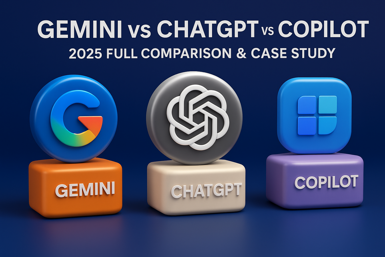 🤖 Gemini vs ChatGPT vs Copilot: 2025 Full Comparison & Case Study